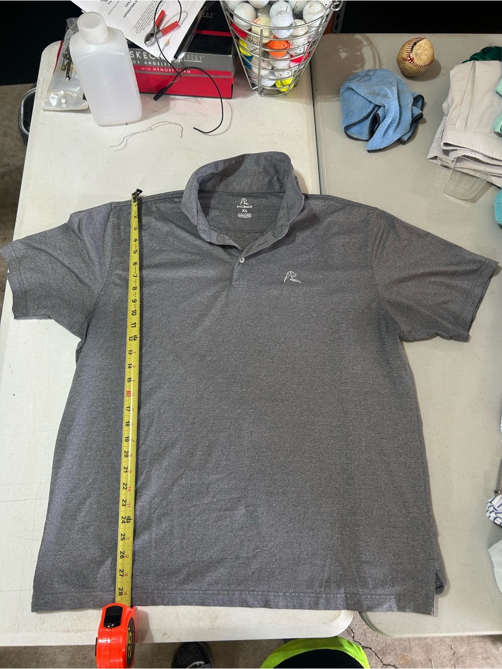 Rhoback Golf Men's Short Sleeve Performance Polo Grey Size XL